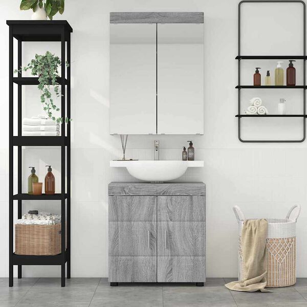 vidaXL Set di mobili per il bagno con lo scaffale TULUM Grigio Sonoma