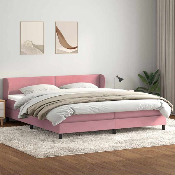 vidaXL Giroletto a Molle con Materassi Rosa 180x220 cm in Velluto