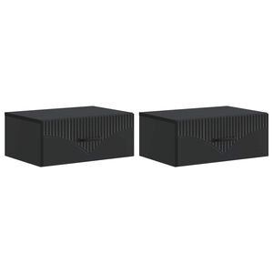 vidaXL Mobiletto da notte a muro 2 pcs Nero 49 x 34,5 x 20 cm