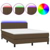 vidaXL Letto a Molle Materasso e LED MarroneScuro 140x190cm in Tessuto