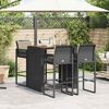 vidaXL Set Bar da Giardino 5 pz con Cuscini Nero in Polyrattan Acacia