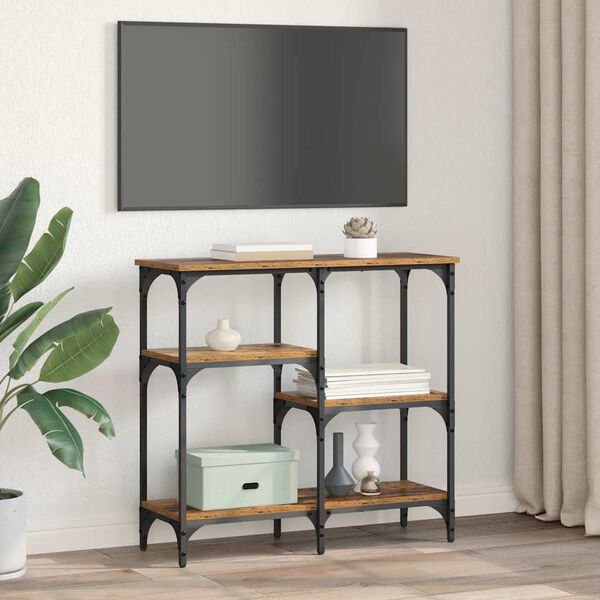 vidaXL Tavolo consolle Legno vecchio 80 x 29 x 75 cm Legno multistrato