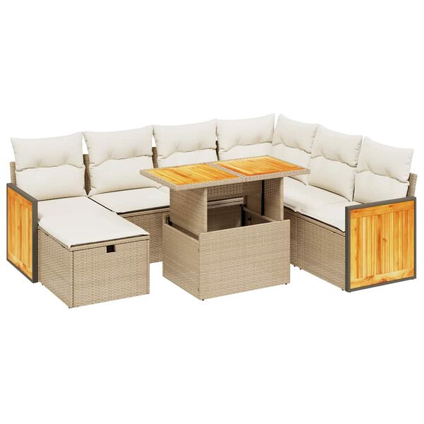 vidaXL Set Divano da Giardino 8 pz con Cuscini Beige in Polyrattan