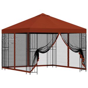 vidaXL Gazebo da giardino con pareti laterali 3 x 3 m Terracotta