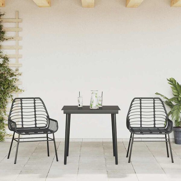 vidaXL Set da Pranzo da Giardino 3 pz con Cuscini Polyrattan Vetro