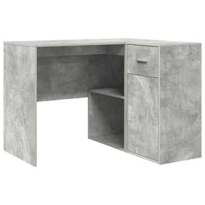 vidaXL Scrivania ad angolo con porta Grigio cemento 102 x 88 x 75 cm