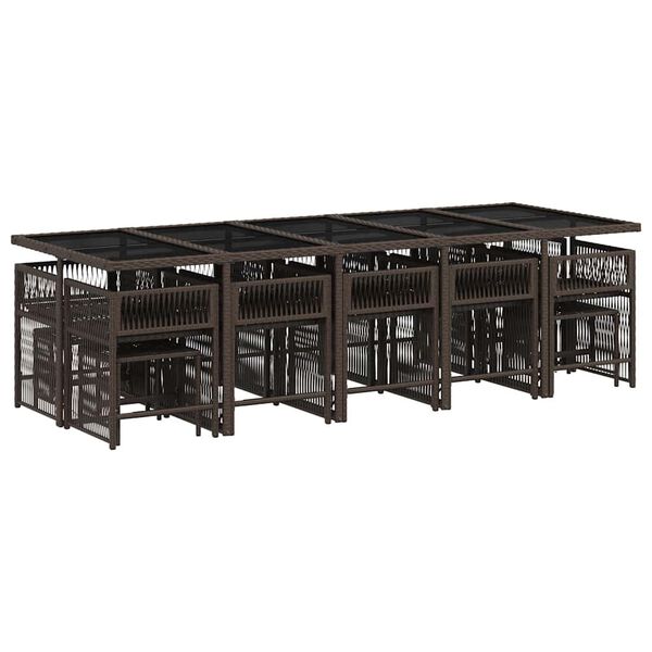 vidaXL Set da Pranzo da Giardino 15 pz con Cuscini Marrone Polyrattan