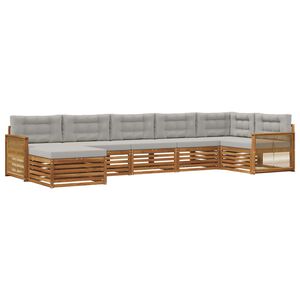 vidaXL Set di divani da esterno 7 pcs Naturale e Grigio Chiaro