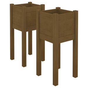 vidaXL Fioriere 2 pz Ambra 31x31x70 cm in Legno Massello di Pino
