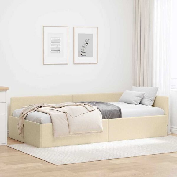 vidaXL Cornice del letto ad angolo Crema 80 cm x 200 cm Velluto