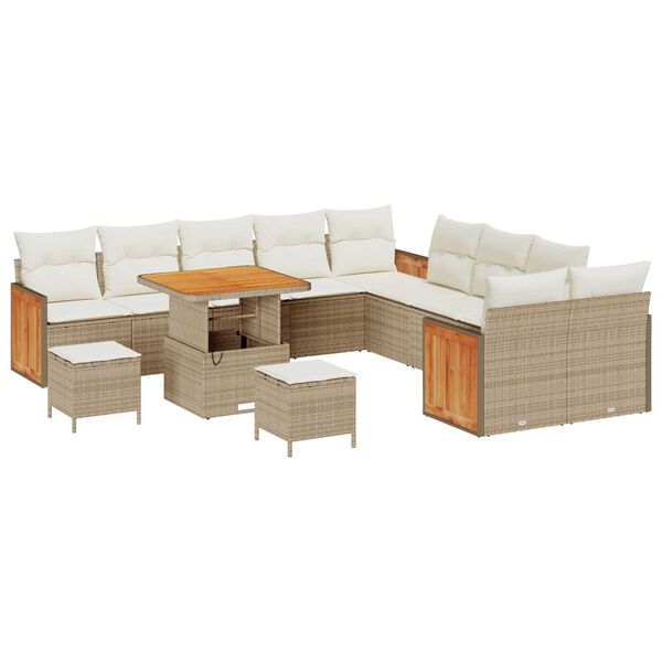 vidaXL Set Divano da Giardino 17 pcs Beige e Crema polyrattan