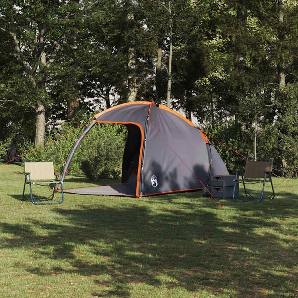 vidaXL Tenda Capanna con tetto Grigio e arancione 370 x 230 x 185 cm