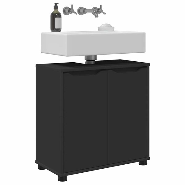 vidaXL Mobile per lavabo da bagno con lo scaffale Nero 60 x 30 x 60 cm