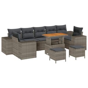 vidaXL Set Divano da Giardino 10 pcs Grigio polyrattan