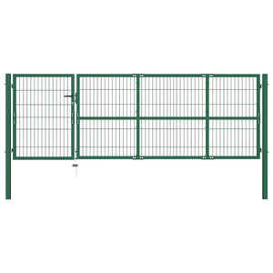 vidaXL Cancello per Recinzione da Giardino con Pali 350x100 cm Verde