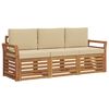 vidaXL Set divani 3 pz Naturale e Beige Legno di Acacia Massello