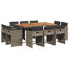 vidaXL Set da Pranzo da Giardino 11pz con Cuscini in Polyrattan Grigio