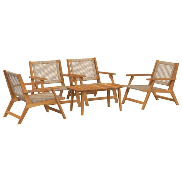 vidaXL Sedie da Giardino con Tavolo 5 pcs Beige 90 x 45 x 40 cm