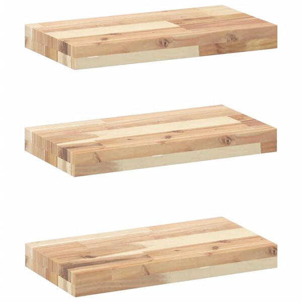 vidaXL Mensole da Parete 3 pz 60x20x4 cm Legno Acacia Non Trattato