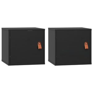 vidaXL Pensili 2pz Neri 31,5x30x30 cm in Legno Massello di Pino