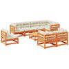 vidaXL Set Divani Giardino 9 pz con Cuscini Marrone Cera Massello Pino