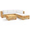 vidaXL Set Divani da Giardino 6 pz con Cuscini Legno Massello di Teak