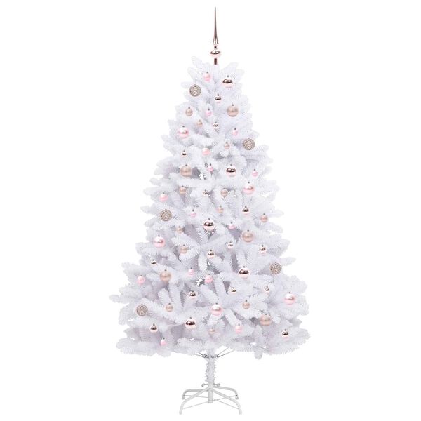 vidaXL Albero di Natale Artificiale con Rami Pieghevoli Bianco 180 cm