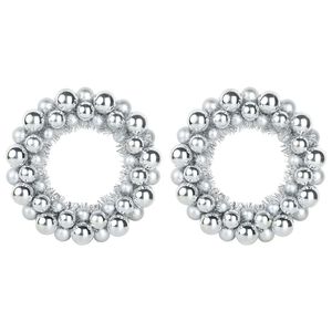 vidaXL Corone di Palline di Natale 2 pz Argento 33 x 33 x 7 cm