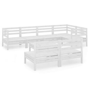 vidaXL Set Salotto da Giardino 8 pz in Legno Massello di Pino Bianco