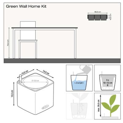 LECHUZA Fioriere 3 pz Green Wall Home Kit Ardesia