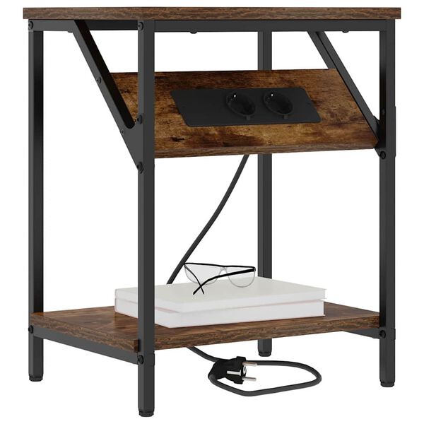 vidaXL Armadio da Notte Rovere fum&eacute; 38 x 30 x 48 cm Legno multistrato