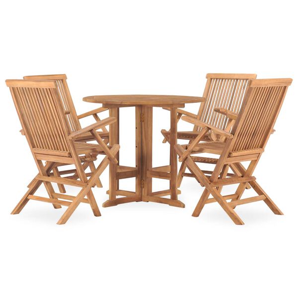 vidaXL Set da Pranzo da Giardino 5 pz Pieghevole in Massello di Teak