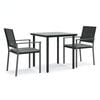 vidaXL Set Pranzo da Giardino 3pz con Cuscini in Polyrattan e Acciaio