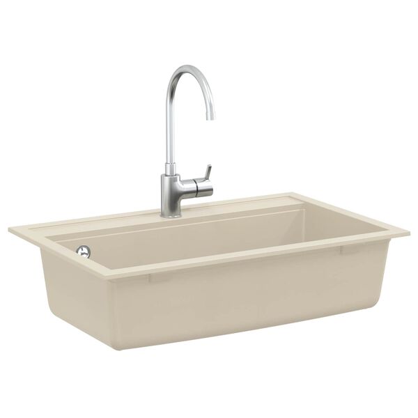 vidaXL Lavello da Cucina in Granito Vasca Singola Beige