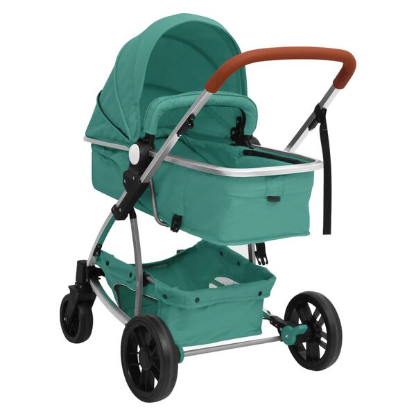 vidaXL Passeggino 3 in 1 Verde in Alluminio