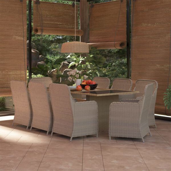 vidaXL Set da Pranzo da Giardino 9 pz in Polyrattan Marrone