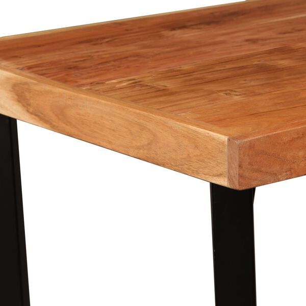 vidaXL Set da Bar 3 pz in Legno Massello Acacia in Pelle Vera e Tela
