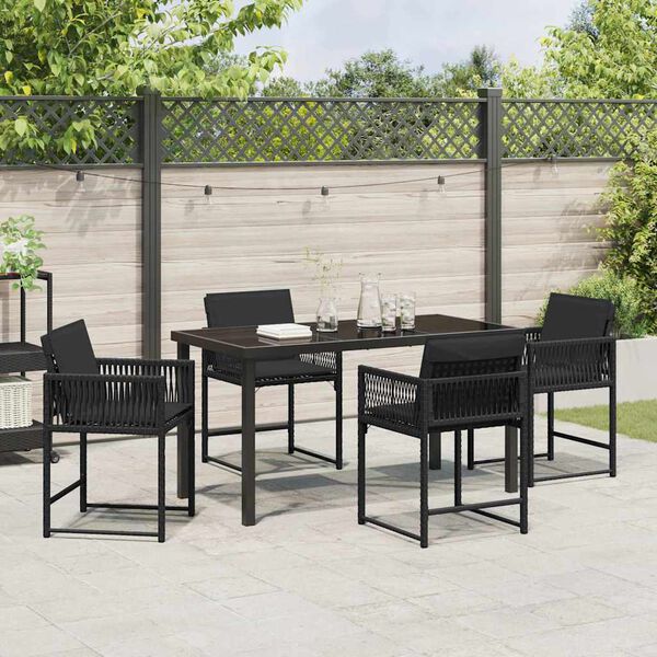 vidaXL Set da Pranzo per Giardino 5 pcs Nero polyrattan