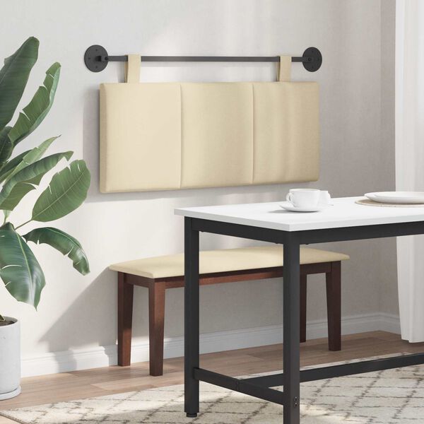 vidaXL Testata appesa Montaggio a parete Crema 110 x 55 x 5 cm Tessuto