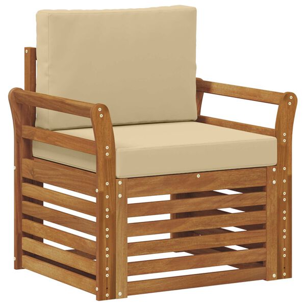 vidaXL Set di divani da esterno con cuscino Naturale 75,5 x 63 x 73 cm