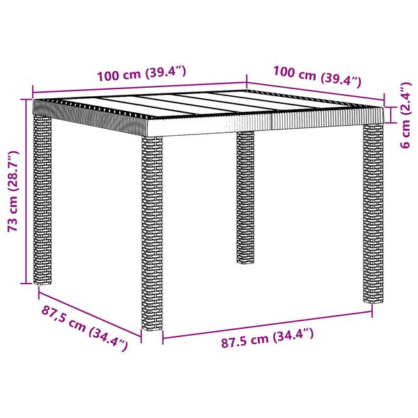 vidaXL Set da Pranzo per Giardino 3 pcs Marrone Polipropilene
