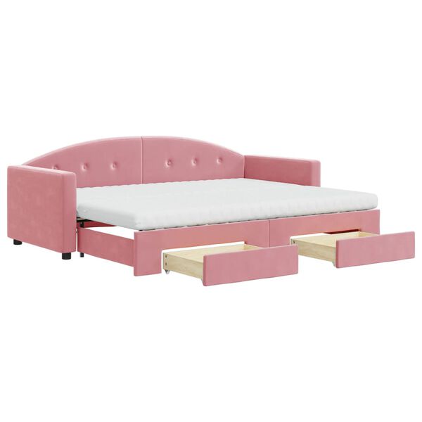 vidaXL Divano Letto Estraibile con Cassetti Rosa 80x200 cm Velluto