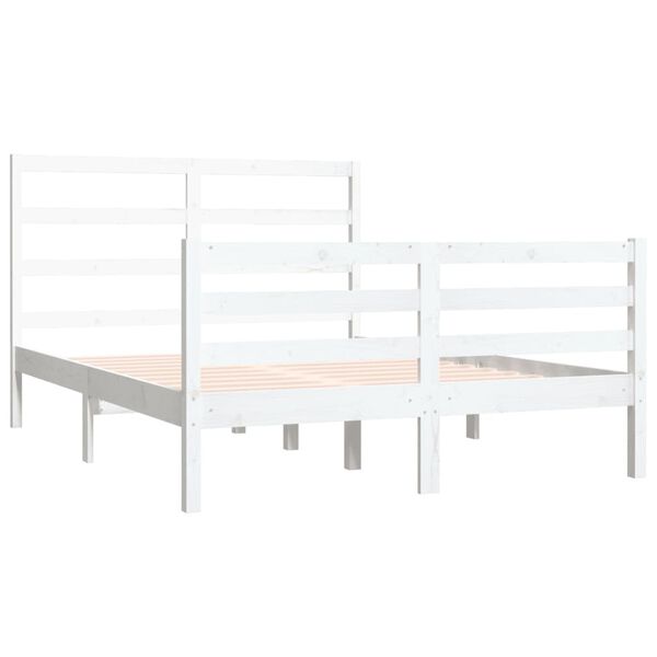 vidaXL Giroletto Bianco Legno Massello di Pino 120x190cm Small Double