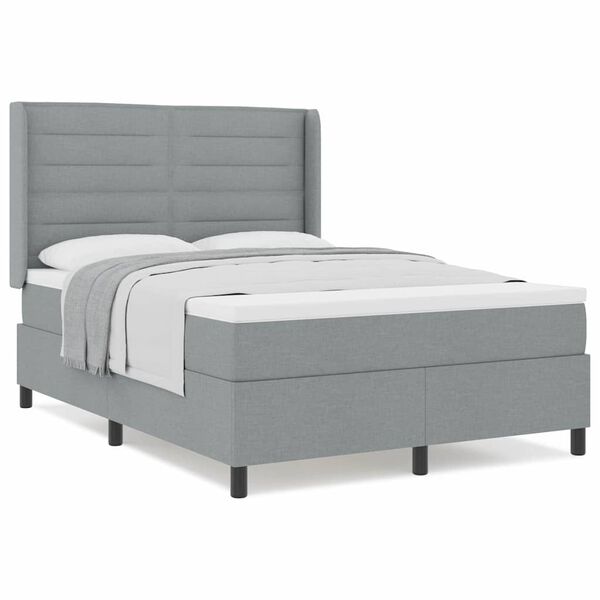 vidaXL Letto a molle con materasso Grigio chiaro 140 x 190 cm Tessuto