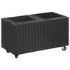 vidaXL Letto Rialzato da Giardino con 2 Vasi 60x30x36 cm in Polyrattan Nero