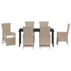 vidaXL Set da Pranzo per Giardino con cuscino 7 pcs Beige polyrattan