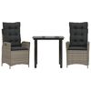 vidaXL Set da Pranzo da Giardino 3 pz con Cuscini in Polyrattan Grigio