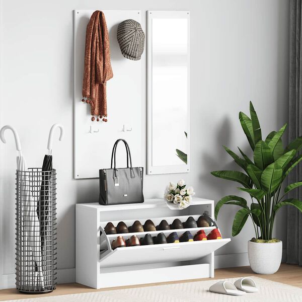 vidaXL Set Scarpiere 3 in 1 Bianco in Legno Multistrato