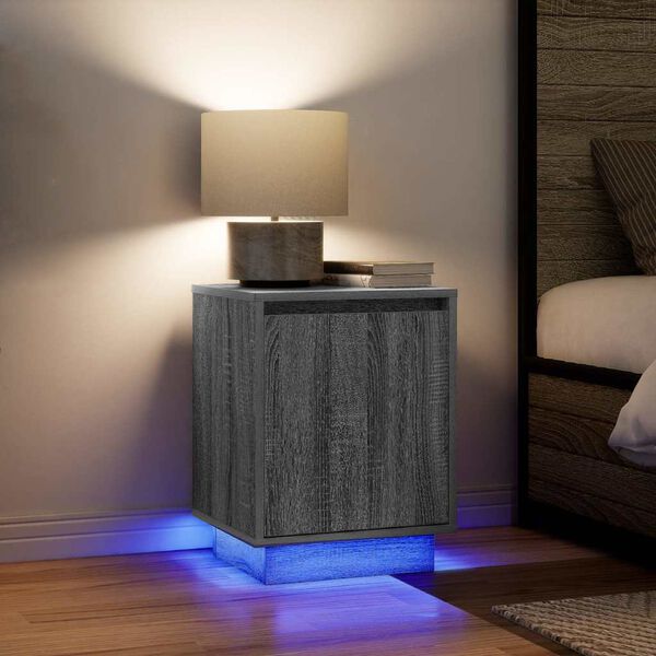 vidaXL Comodini con Luci a LED 2 pz Grigio Sonoma 38x34x50 cm