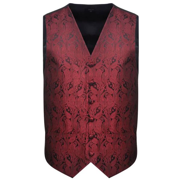 vidaXL Set Gilet da Nozze da Uomo Paisley Elegante Taglia 52 Borgogna